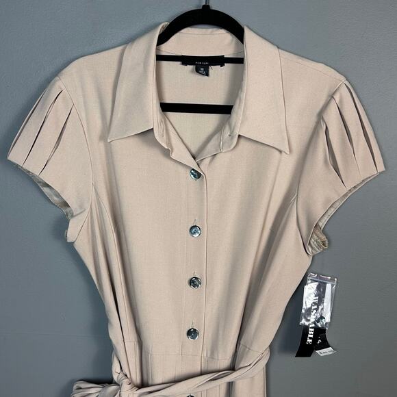 Perceptions Shirt Dress Size 16  pleated drop waist belted khaki office NWT - Picture 5 of 10